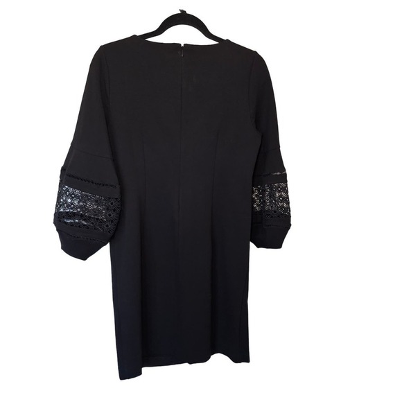 Chicos Eyelet Balloon Sleeve Ponte Dress black dress size 0 us sz 4 - Picture 8 of 8